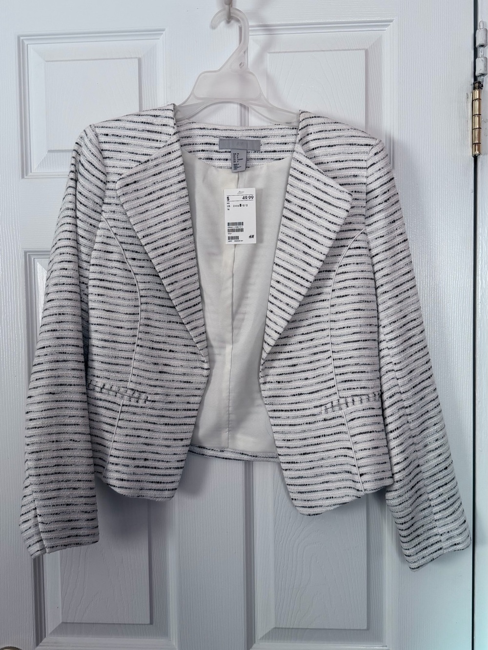H&M - Striped Cropped Blazer, size 8, BRAND NEW